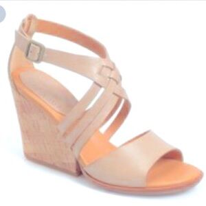 Kork-Ease Adelaide Tan Strappy Block Wedge Sandals Size 8